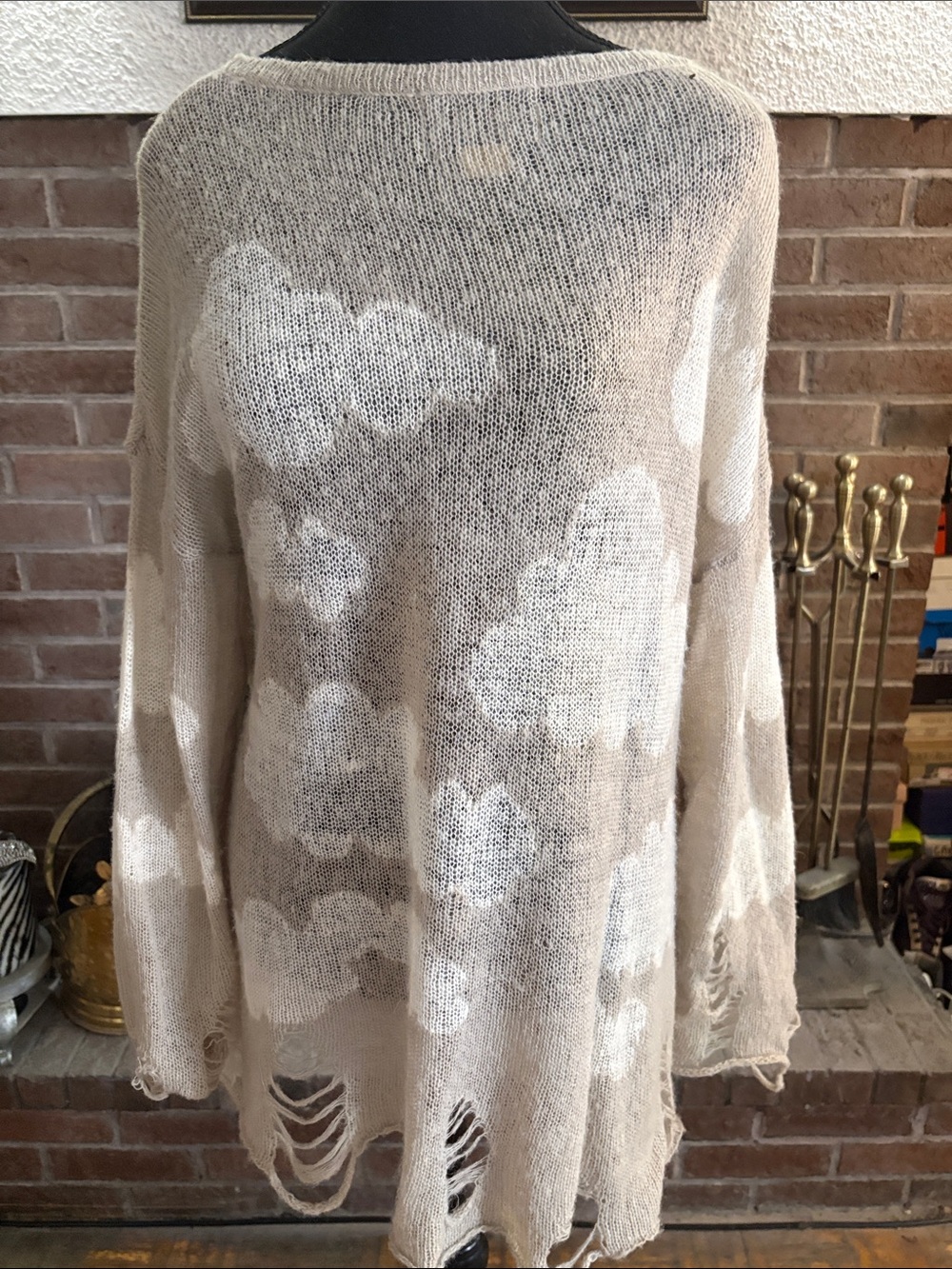 Wildfox Beige Sweater with White Cloud Motif